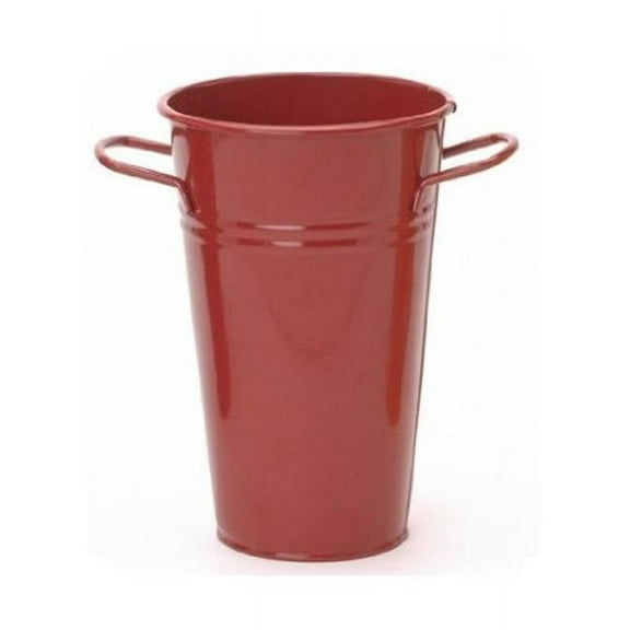 Houston International Trading 8295E XR 6.5 in. dia. x 9.5 in. Enameled Galvanized Vase, Red