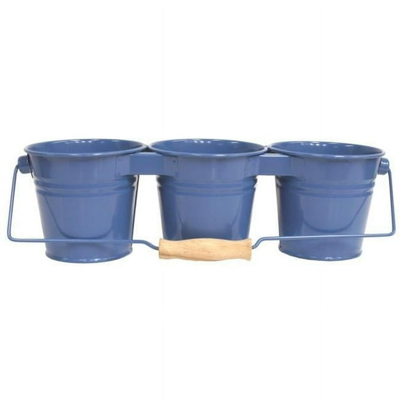 Houston International Trading 8331E B Enameled Galvanized Triple Planter, Blue