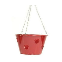 Houston International Trading 8396E XR Enameled Galvanized Hanging Strawberry, Herb, Floral Planter - Red