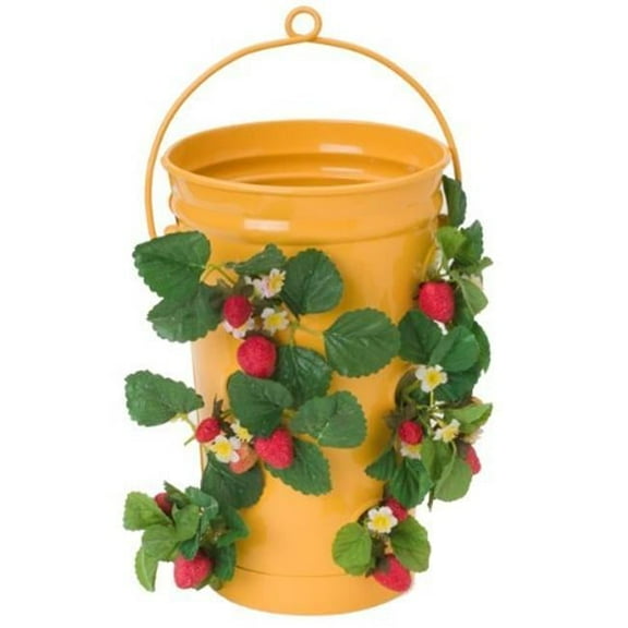 Houston International Trading 8493E SAFF Enameled Galvanized Strawberry & Flower Planter, Saffron