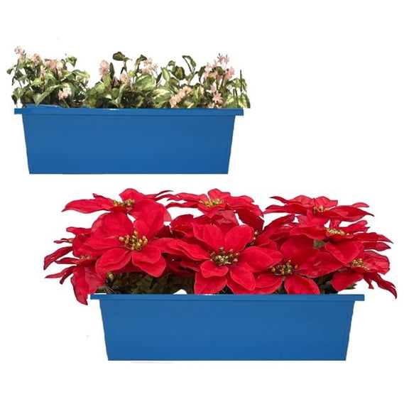 Houston International Trading 8625-4E B S/2 Enameled Galvanized Steel Indoor/Outdoor Rectangle Window Box Planter, Set of Two.