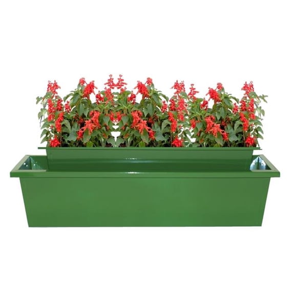 Houston International Trading 8625-4E SA S/2 Enameled Galvanized Steel Indoor/Outdoor Rectangle Window Box Planter,  Set of Two.