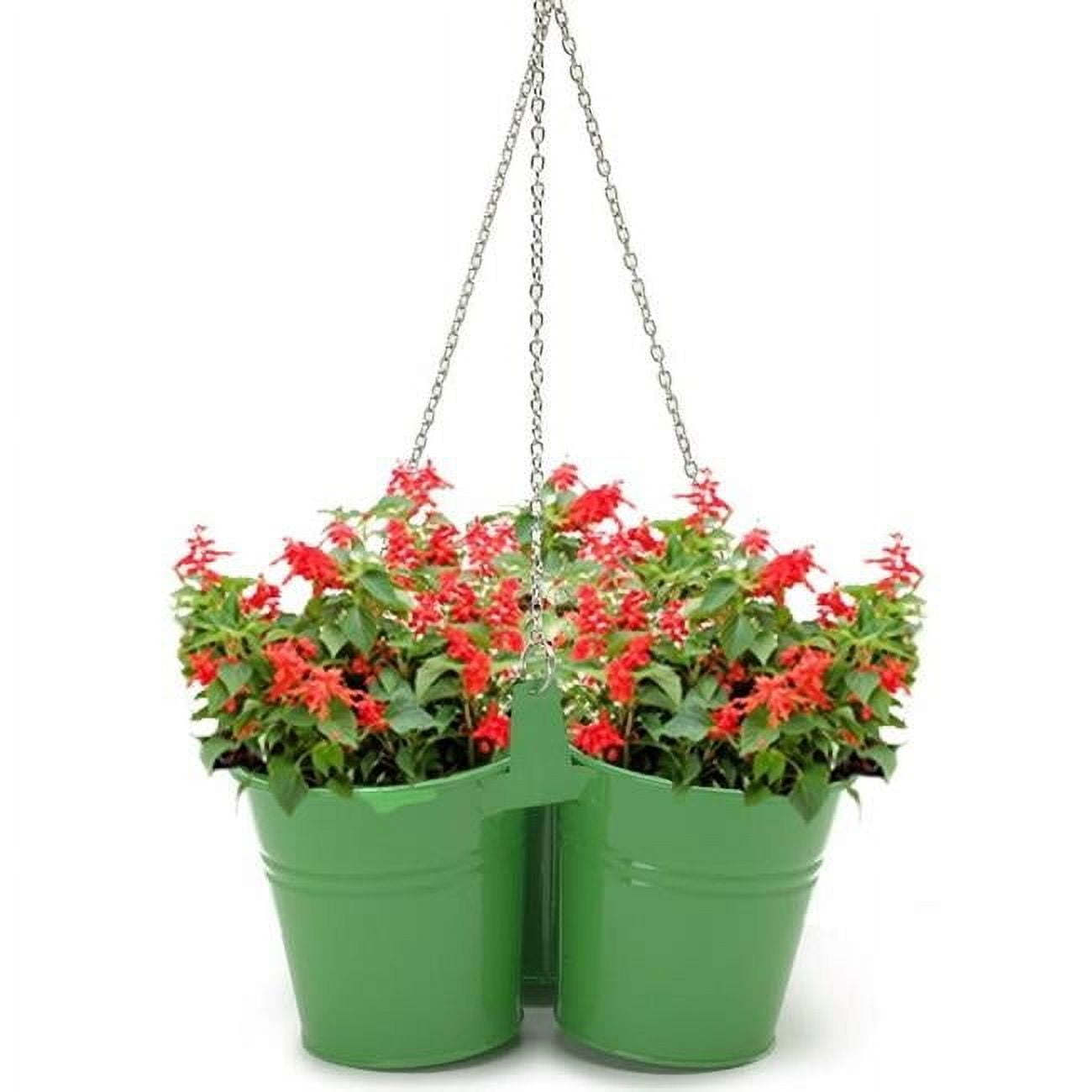 Houston International Trading  Enameled Galvanized Hanging 3 Planter Unit for 6.5 in. Plants, Sage