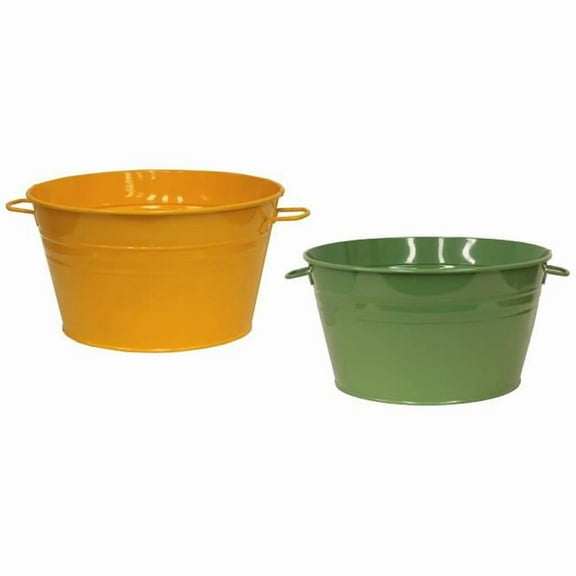 Houston International Trading 6085E SA-SAFF S/2 6085E SA-SAFF S/2 Enameled Galvanized Steel Planter / Beverage Tub. Set of Two.