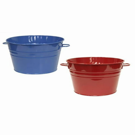 Houston International Trading 6085E B-XR S/2 6085E B-XR S/2 Enameled Galvanized Steel Planter / Beverage Tub. Set of Two.