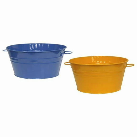 Houston International Trading 6085E B-SAFF S/2 6085E B-SAFF S/2 Enameled Galvanized Steel Planter / Beverage Tub. Set of Two.