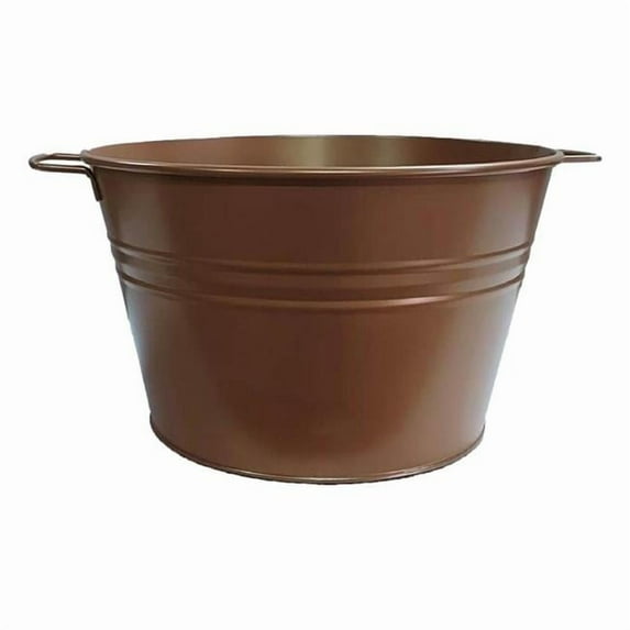 Houston International Trading 6055E GC 6055E GC Enameled Galvanized Steel Planter / Tub, Glazed Caramel