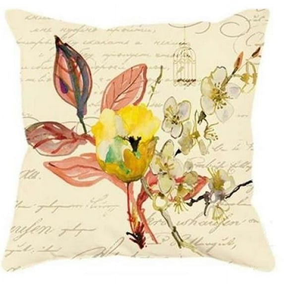 Houston International Trading RH-413 18 x 18 in. Square Indoor & Outdoor Throw Pillow with insert Yellow Orchid Floral