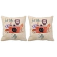 thumbnail image 1 of Houston International Trading RH-429-C S-2 18 x 18 in. Square Indoor & Outdoor Throw Pillow Cover  Antique Lavender Orange Camera - Set of 2, 1 of 1