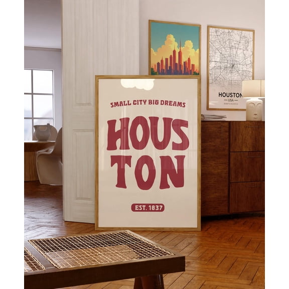 Houston Map Print, Texas Travel Poster, Unframed Paper Poster 8x10in