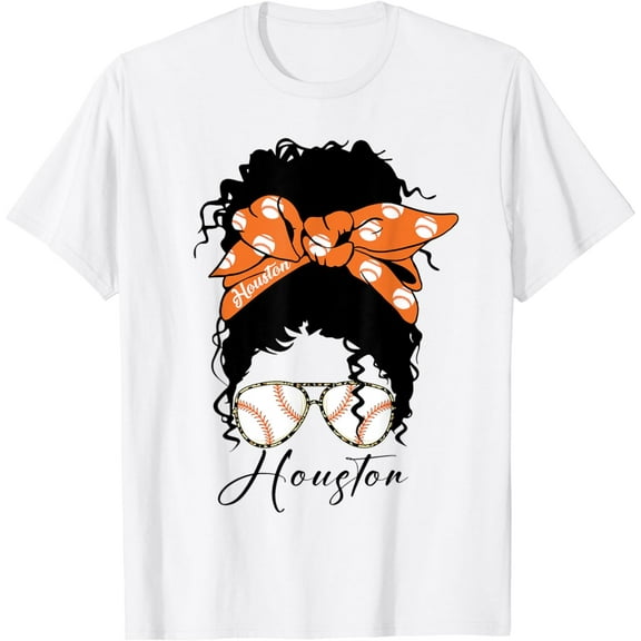 Houston Messy Bun Souvenir I Love Houston Women T-Shirt