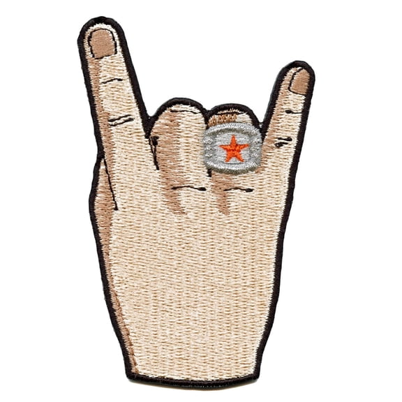 Houston Patch H-Town Hand With Star Ring Light Skin Embroidered Iron On