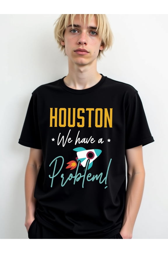 Houston Problem T-Shirt men round neck T-shirt black elegant elegantly spring and summer clothing Funny Unisex Shirt Short Sleeve tshirts