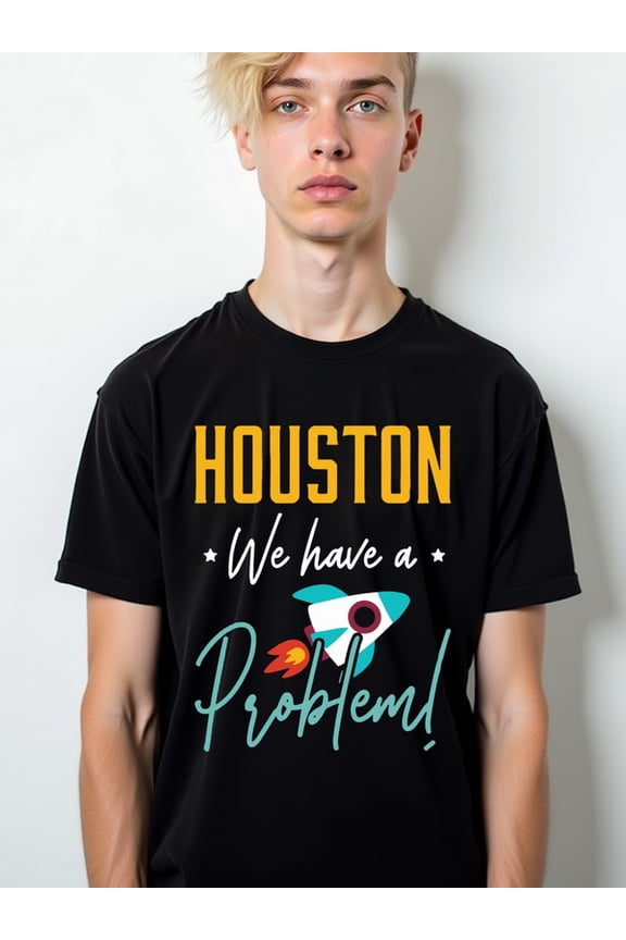 Houston Problem Tee for men funny t shirts black top graphic Breathable fabric, crew neck, short sleeves Vintage Unisex Shirt Crewneck tshirts