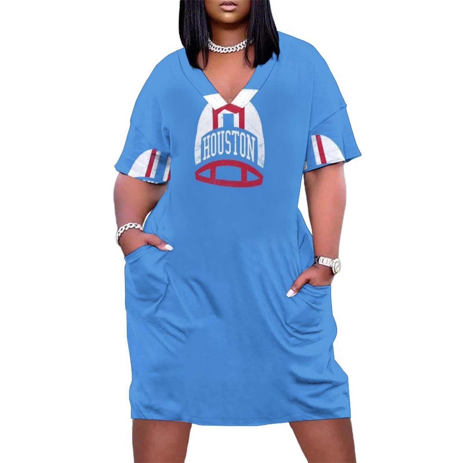Houston Retro Helmet - Blue Loose Pocket Dress Evening dresses beach ...