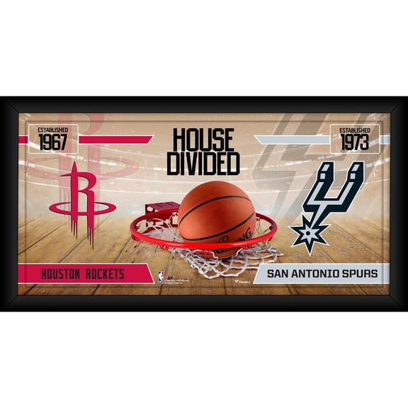 Houston Rockets vs. San Antonio Spurs Framed 10" x 20" House Divided Collage