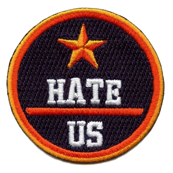 Houston Round H-Town Hate Us Patch Parody Embroidered Iron On