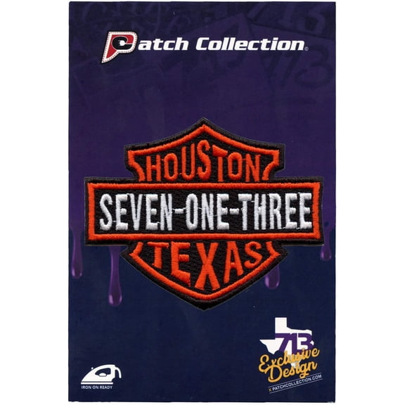 Houston Seven One Three Biker Crest Patch Houstonian Rider Embroidered Iron On