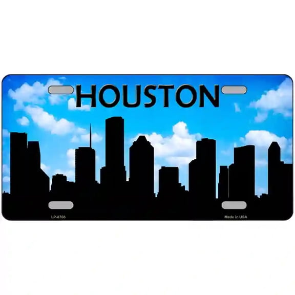 Houston Silhouette Metal Novelty License Plate 12" x 6" Automotive