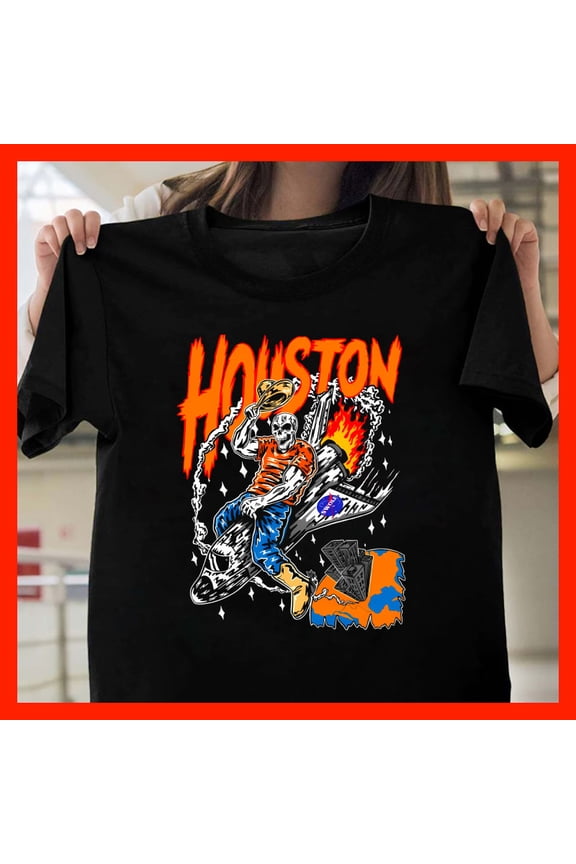 Houston Skeleton Cowboy Rocket Ride T-Shirt - Space Exploration, NASA Inspired, Edgy Graphic Tee G1299, for Unisex, Inclusive Sizing to 5XL