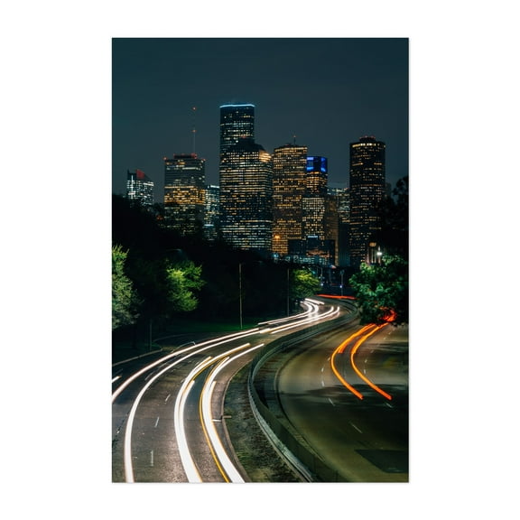 Houston Skyline 03 - Houston Texas Photography City Skyline Nightlife Architecture Night Sky Modern Art Street Photography Unframed Wall Art Print 4 x 6 inches