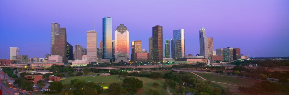 Houston Skyline Memorial Park Dusk Texas Canvas Art - Panoramic Images (27 x 9)