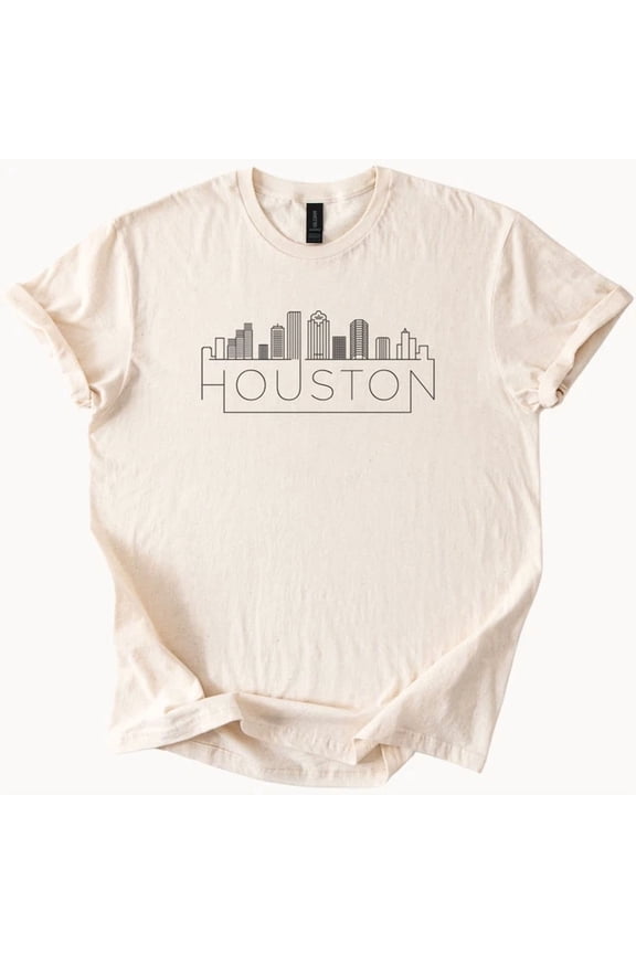 Houston Skyline T Shirt Minimalist City Outline Graphic Texas Shirt Size S-5Xl Heygategoo Tee