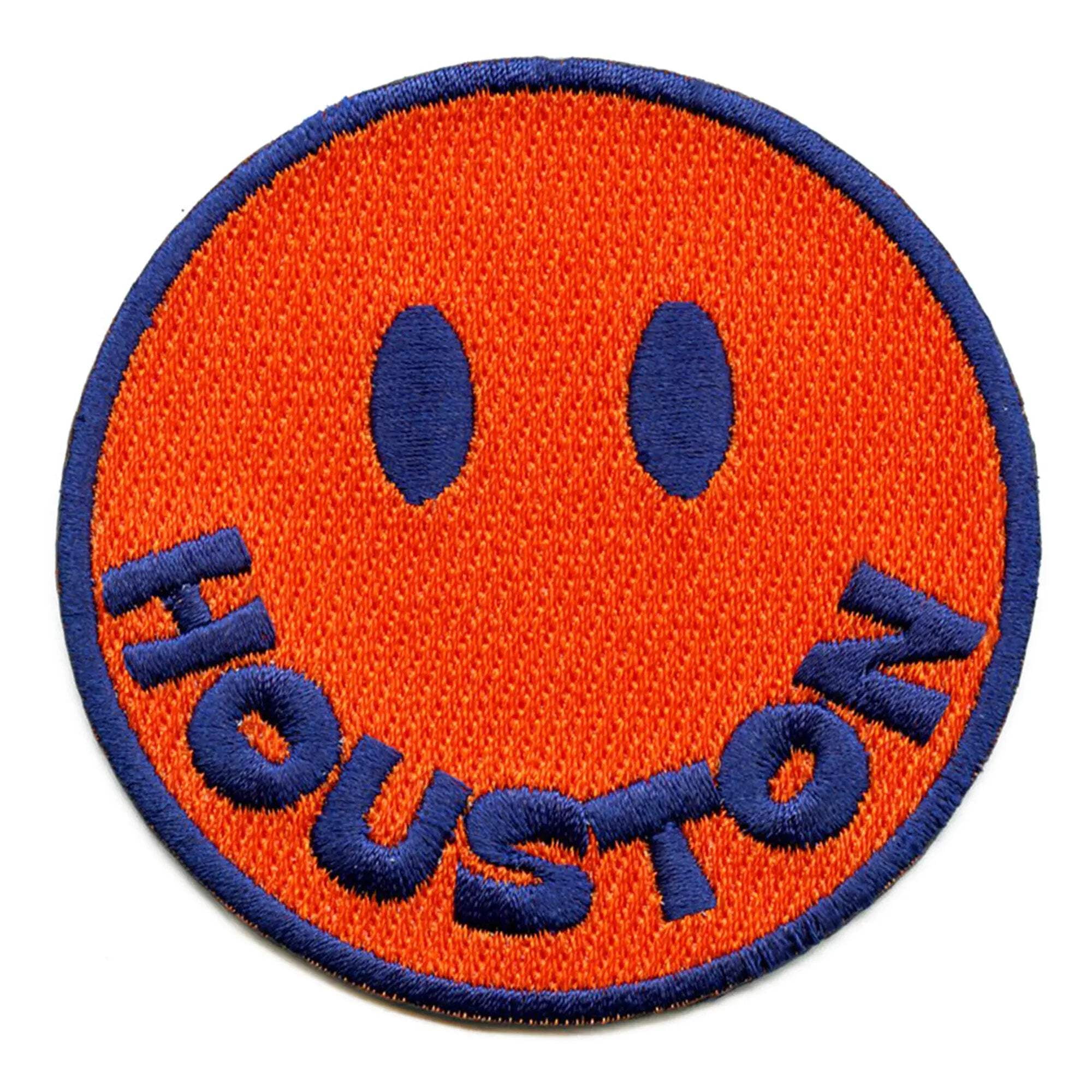 Houston Smiley Face Patch Orange Emoji Embroidered Iron on - Walmart ...