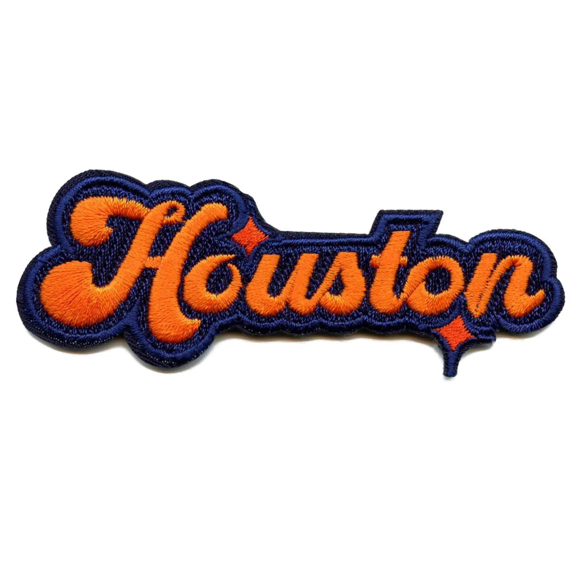 Houston Sparkle Script Patch Navy/Orange Baseball Sports Embroidered ...