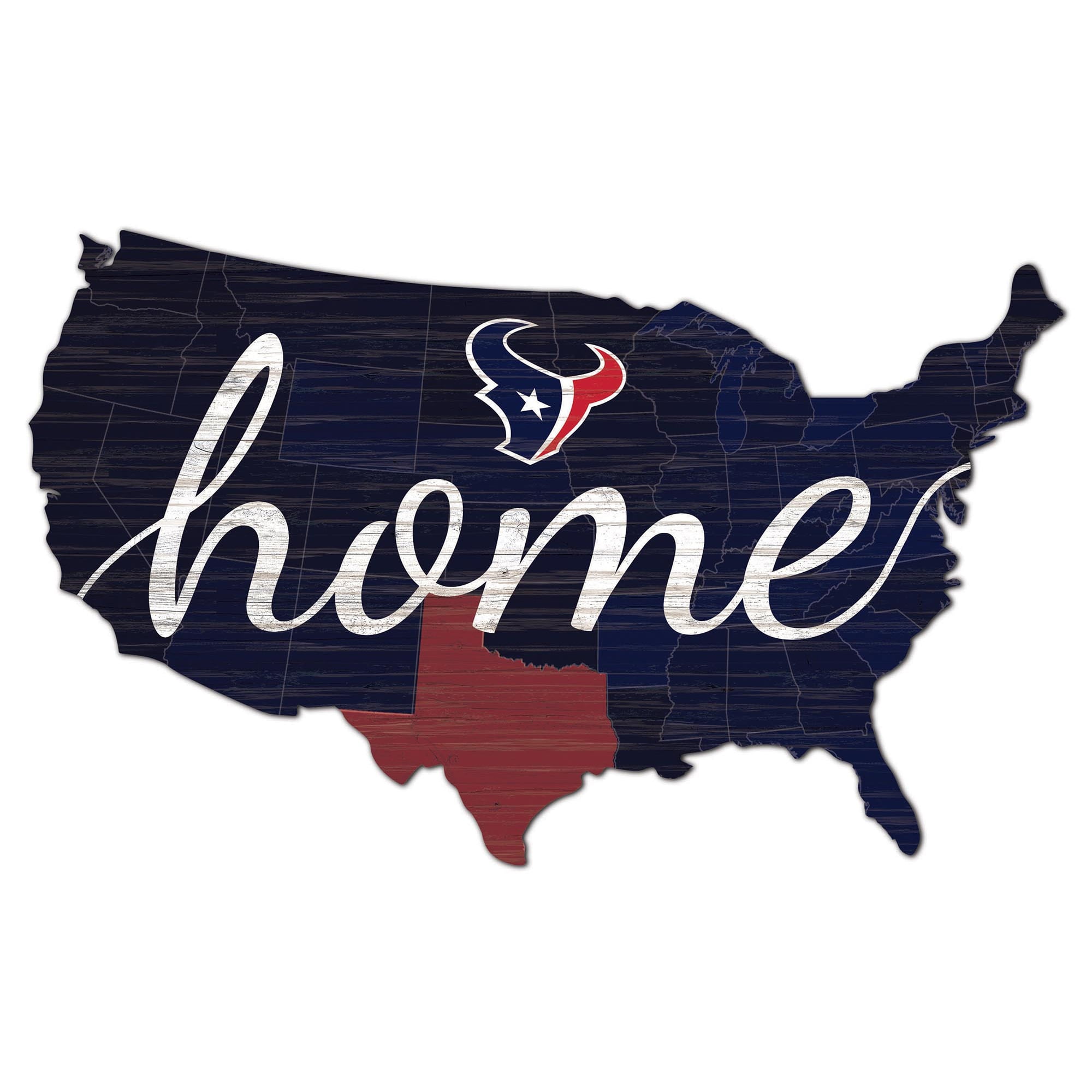 Houston Texans USA Shape Wooden Wall Sign