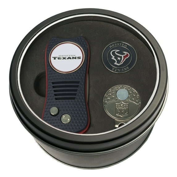 Team Golf NFL HOUSTON TEXANS Tin Gift Set with Retractable Divot Tool Cap Clip and Ball Marker