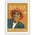 thumbnail image 1 of Houston Texas - Delta Air Lines - Vintage Airline Travel Poster by John Hardy c.1960s - Japanese Unryu Rice Paper Art Print 24 x 32 in, 1 of 4