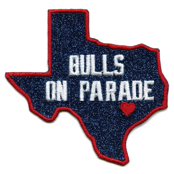 Houston Texas Football State Parody Bulls On Parade Embroidered Iron On Glitter Patch