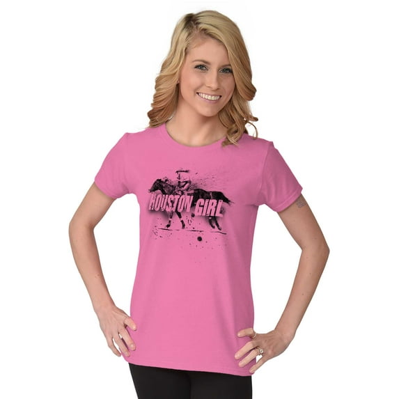 Houston Texas Girl Cute TX Cowgirl Womens Slim Fit Graphic Tee Brisco Brands M