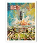 Houston Texas - NASA Johnson Space Center - Delta Air Lines - Vintage Airline Travel Poster by Jack Laycox c.1970s - Master Art Print (Unframed) 9in x 12in
