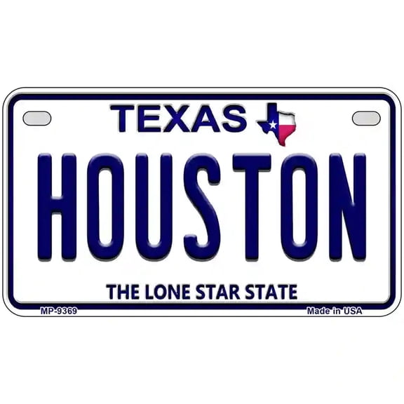 Houston Texas Novelty Metal License Plate 7" x 4" Motorcycle (MP)