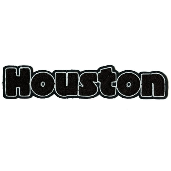 Houston Texas Script Patch Black On Black Chenille Iron On