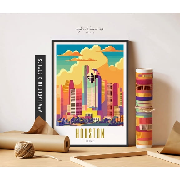 Houston Texas Skyline Travel Wall Decor