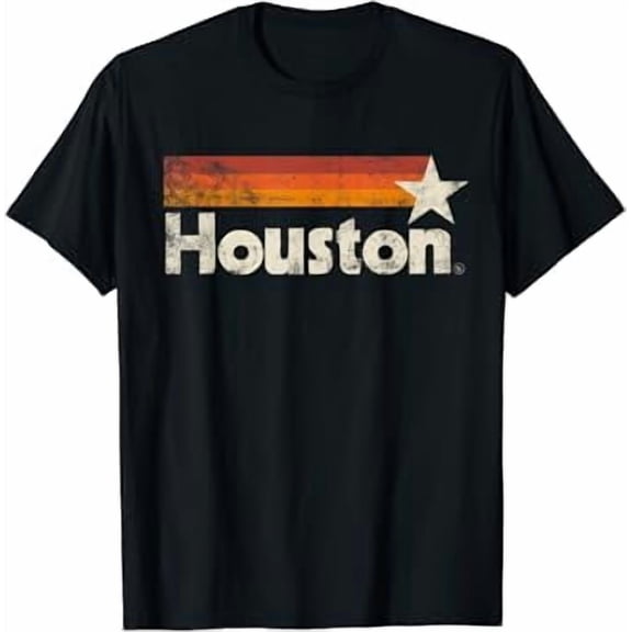 Houston Texas Vintage Stripes Shirt BLACK Unisex S-5XL Hot Trending Shirt, Vintage Birthday Gift
