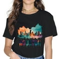 Houston Texas Watercolor Skyline Home State Souvenir Gift TShirt