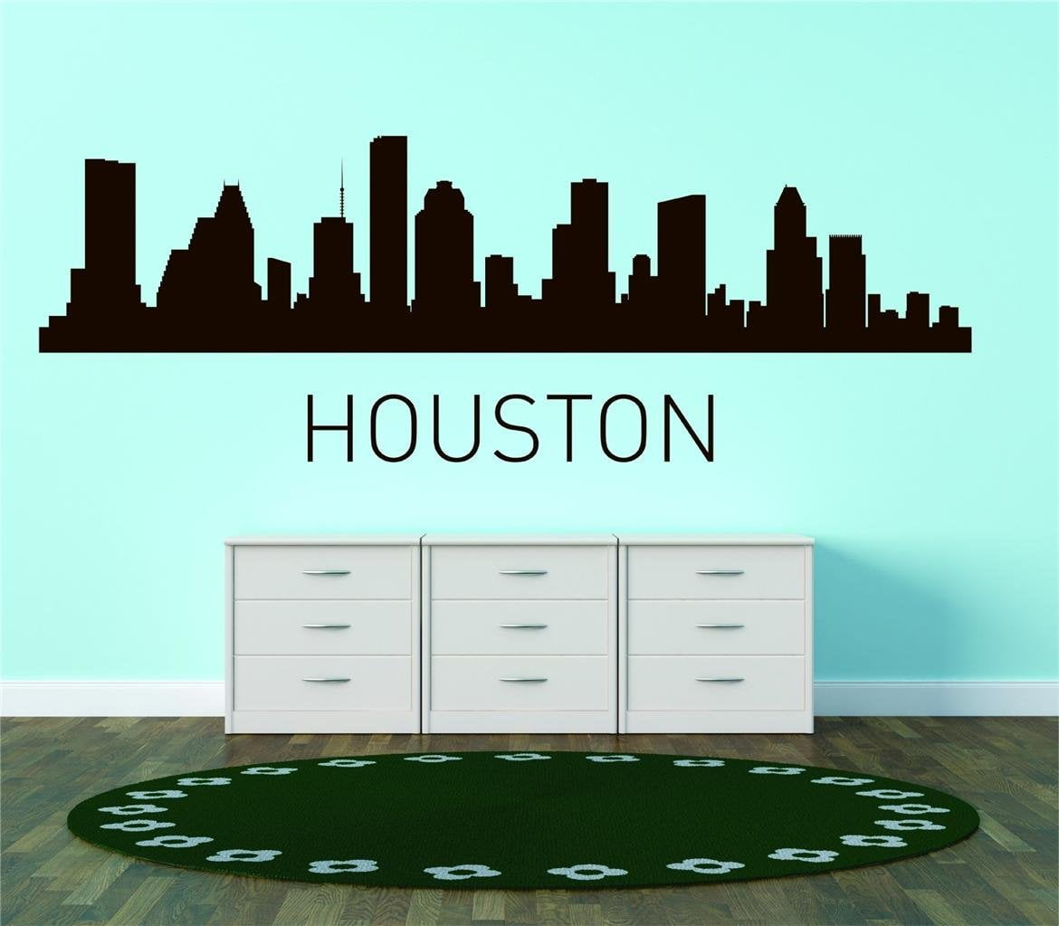 Houston United States Major City Geographical Map Landmark - Vinyl Wall ...