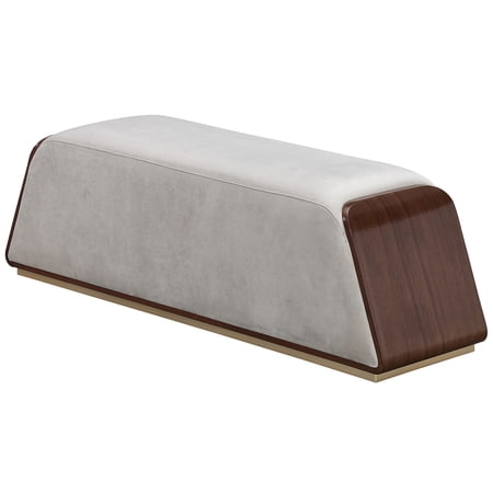 Houston Velvet Accent Bench - Porcini/Walnut
