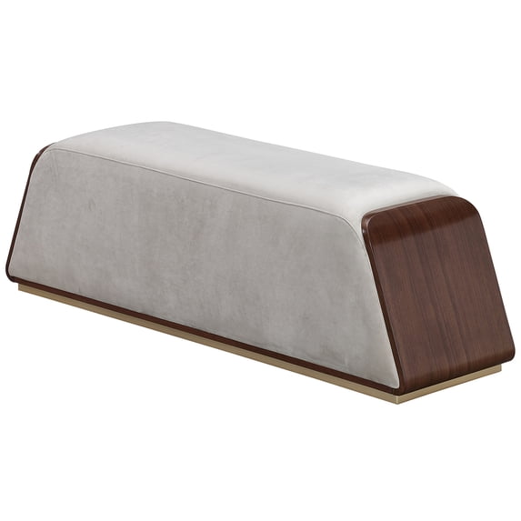 Houston Velvet Accent Bench - Porcini/Walnut