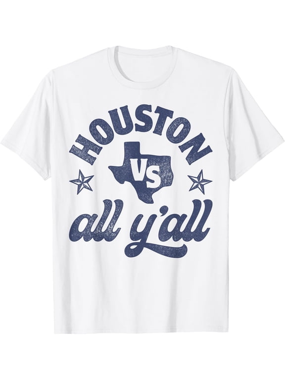 Houston vs All Y'all Texas State Map Retro Vintage Texan TX T-shirt