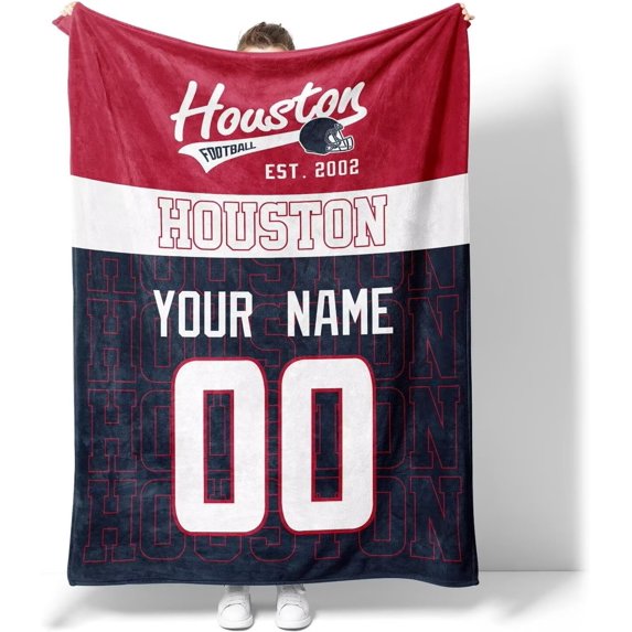 HoustonThrowBlanketforMenWomenBoyCustomNameandNumberBlanketGifts