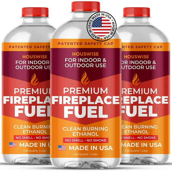Houswise Bio Ethanol Fireplace Fuel Bioethanol Fuel For A Tabletop Fire Pit For Indoors And Outdoors - 3 x 1 Liter
