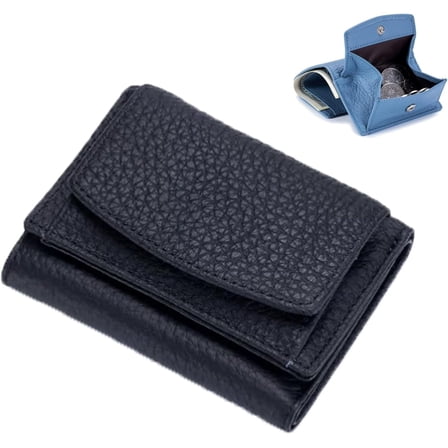 Houtangduty Mini Wallet, Houtndguter 2025 New Leather Rfid Blocking Card Holder Organizer Pocket Mini Wallet (Black)