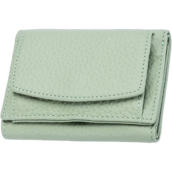 Houtangduty Mini Wallet,Houtndguter Genuine Leather RFID Blocking Card Holder Organizer Pocket Mini Wallet Compact Unisex (Light Green)