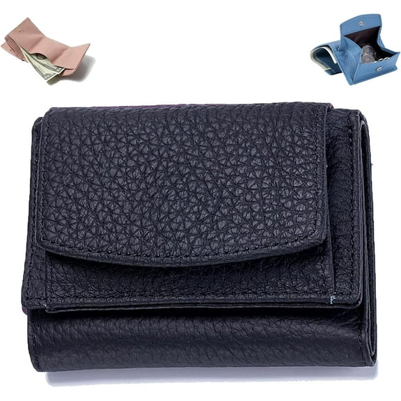 Houtangduty Mini Wallet, Preliminary Wallet With Coin Pouch, Women's Foldable Short Wallet, Premium Leather Wallet for Women (Black)