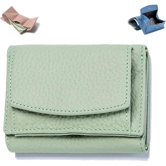 Houtangduty Mini Wallet, Preliminary Wallet With Coin Pouch, Women's Foldable Short Wallet, Premium Leather Wallet for Women (Light Green)